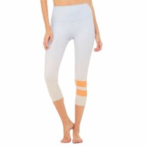 Alo Yoga Airbrush Capri Leggings Gradient Sky Blue Orange Ombré Medium